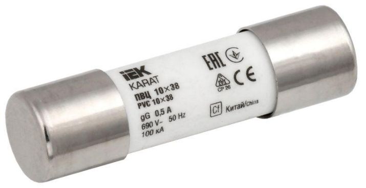 Изображение Вставка плавкая цилиндрическая ПВЦ 10х38 0.5А KARAT IEK MFL10-D05