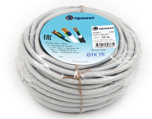 Изображение Кабель NUM-J 3х2.5 (бухта 20м) (шт) ПромЭл 13321420