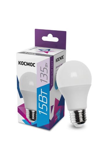 Изображение Лампа светодиодная A60 15Вт 6500К E27 220В КОСМОС LkecLED15wA60E2765