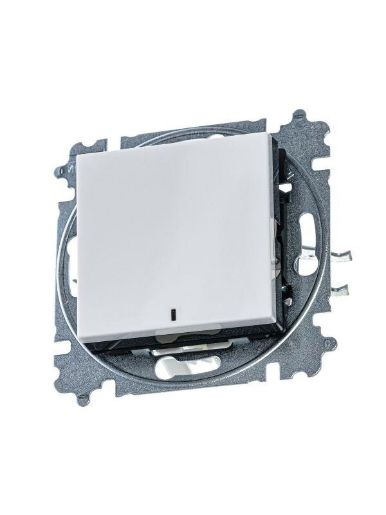 Изображение Переключатель 1-кл. СП Levit IP20 с подсветкой ориентацион. бел./дым. черн. ABB 2CHH590646A6062
