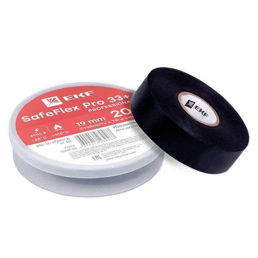 Изображение Изолента ПВХ 19мм (рул.20м) SafeFlex Pro 33+ EKF plc-iz-sfpro-b