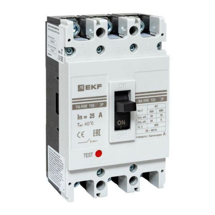 Изображение Выключатель автоматический 3п 100/25А 35кА ВА-99М PROxima EKF mccb99-100-25m