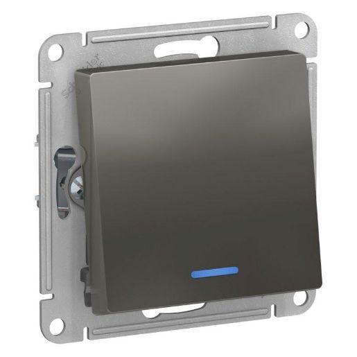 Изображение Переключатель проходной 1-кл. СП AtlasDesign 10А IP20 (сх. 6а) 10AX с подсветкой механизм сталь SE ATN000963