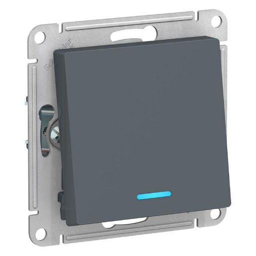 Изображение Переключатель проходной 1-кл. СП AtlasDesign 10А IP20 (сх. 6а) 10AX с подсветкой механизм грифель SE ATN000763