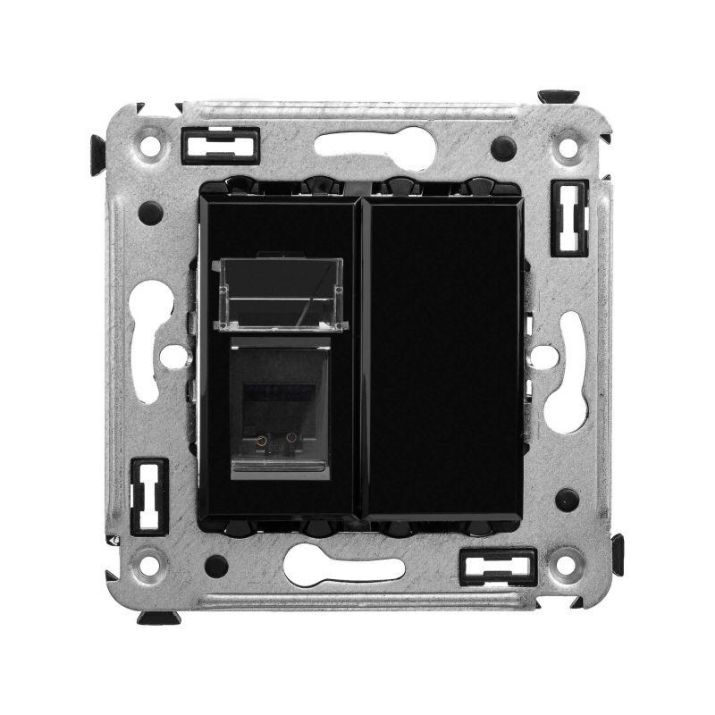 Изображение Розетка телефонная 1-м СП Avanti "Черный квадрат" RJ12 DKC 4402313