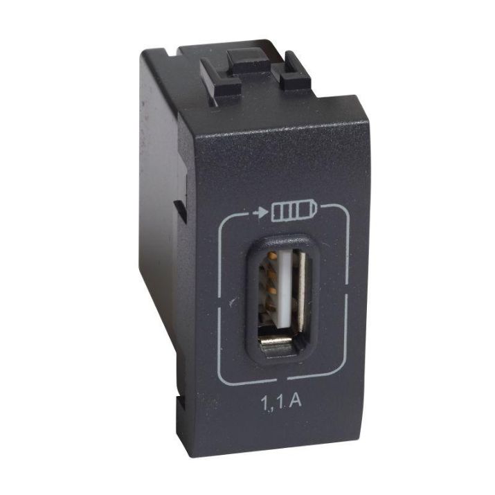 Изображение Розетка USB Mosaic 1мод. 1.1А 230/5В антрацит Leg BTC L4285C1