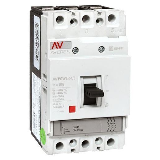 Изображение Выключатель автоматический 3п 50А 35кА AV POWER-1/3 TR AVERES EKF mccb-13-50-TR-av