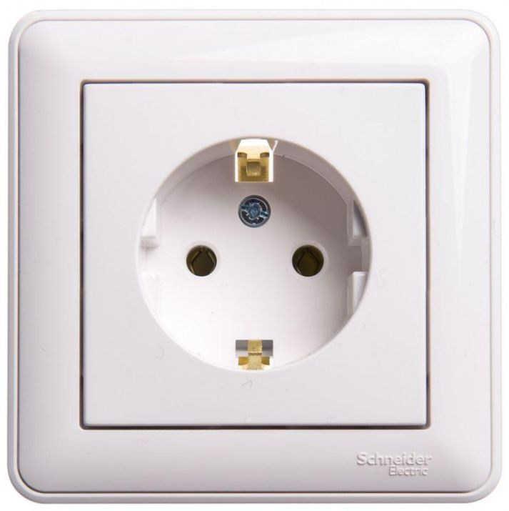 Изображение Розетка 1-м СП W59 16А IP20 с заземл. без защ. шторок бел. SE RS16-154-18