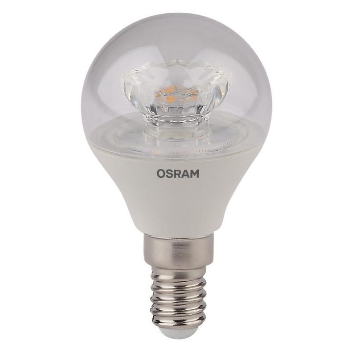 Изображение Лампа светодиодная LED STAR CLASSIC P 40 5.4W/830 5.4Вт шар прозрачная 3000К тепл. бел. E14 470лм 220-240В пластик. OSRAM 4052899971622