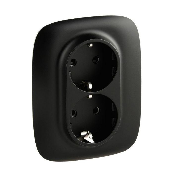 Изображение Розетка 2-м СП Valena Allure 16А IP20 250В 2х2P+E защ. шторки безвинт. клеммы с лицев. панелью антрацит Leg 753936