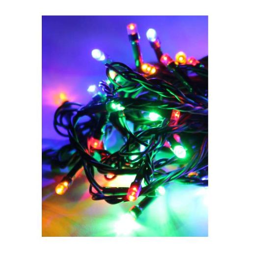 Изображение Гирлянда светодиодная 80LED зел. провод 8.8м (7.3+1.5) расстояние между лампами 10см 8 режимов мигания IP20 мультиколор Космос KOC_GIR80LED_RGB