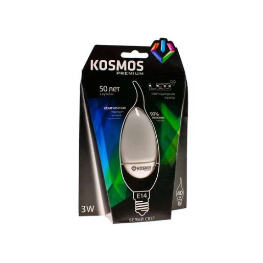 Изображение Лампа светодиодная KOSMOS premium 3Вт свеча на ветру E14 230В 4500К Космос KLED3wCW230vE1445