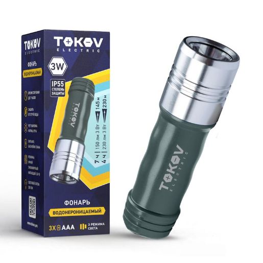 Изображение Фонарь ручной на батарейках PC/ABS TOKOV ELECTRIC TKE-RF-B-03