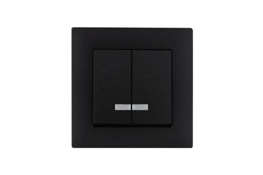 Изображение Выключатель 2-клав. с подсветкой Karea RIZZ STAR чер. Makel 88054023