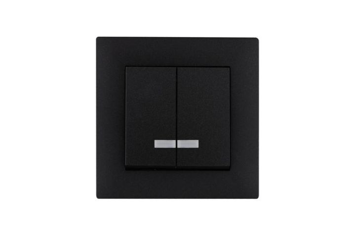 Изображение Выключатель 2-клав. с подсветкой Karea RIZZ STAR чер. Makel 88054023