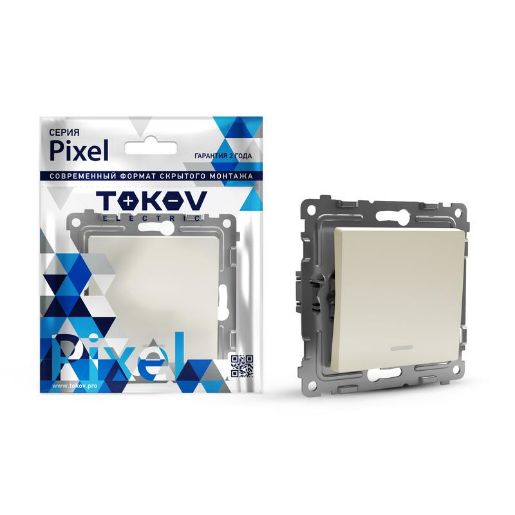 Изображение Выключатель 1-кл. СП Pixel 10А IP20 с индикатором механизм беж. TOKOV ELECTRIC TKE-PX-V1I-C02