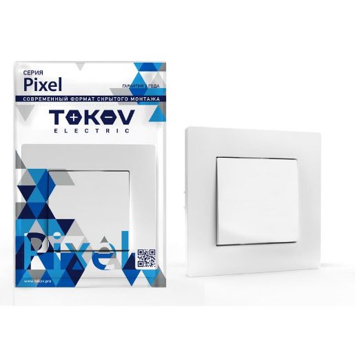 Изображение Выключатель 1-кл. СП Pixel 10А IP20 в сборе бел. TOKOV ELECTRIC TKE-PX-V1F-C01