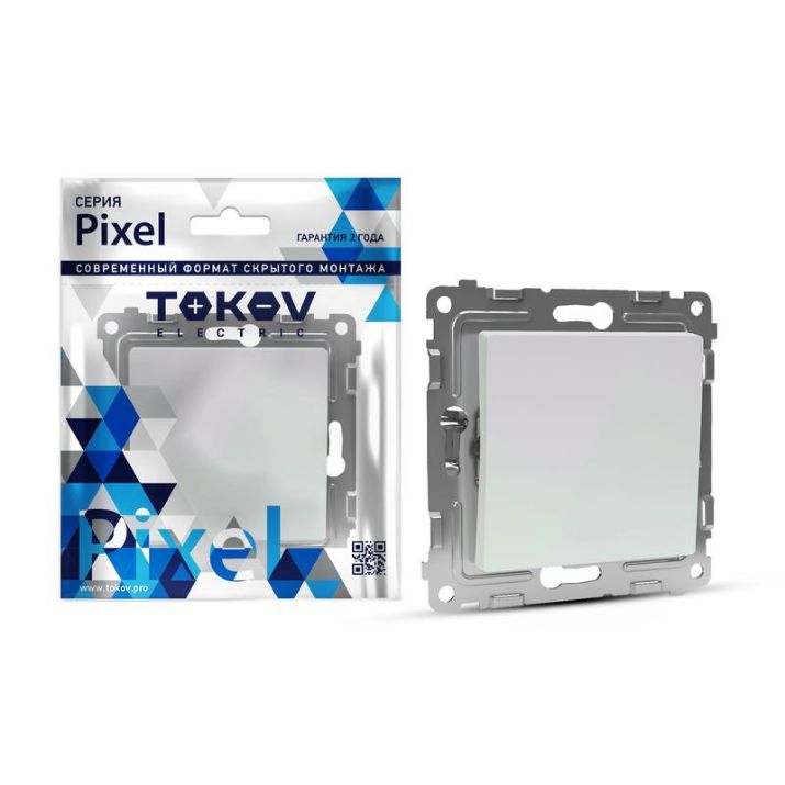 Изображение Выключатель 1-кл. СП Pixel 10А IP20 механизм перламутр. TOKOV ELECTRIC TKE-PX-V1-C04