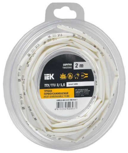Изображение Трубка термоусадочная ТТУ нг-LS 3/1.5 бел. (уп.2м) IEK UDR12-003-D15-002-K01-T