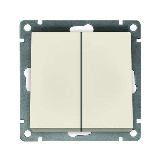 Изображение Выключатель 2-кл. СП Афина 10А IP20 механизм сл. кость (ivory) Universal A0023-I