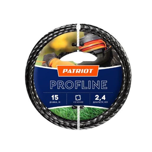 Изображение Леска Profline D2.4мм L15м (скрученный квадрат) 240-15-5 на пластиковой обойме черн. PATRIOT 805402206