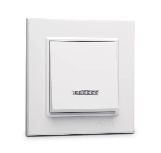 Изображение Выключатель 1-кл. СП Karea 10А IP20 с подсветкой бел. Makel 56001021