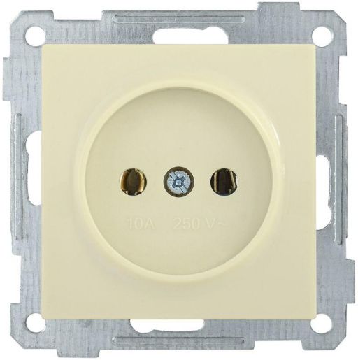 Изображение Розетка 1-м СП Bolero РС10-1-0-Б 10А IP20 без заземл. механизм крем. IEK ERB10-K33-10