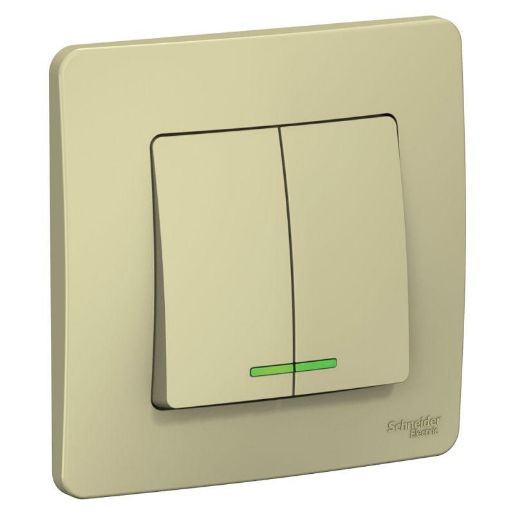 Изображение Выключатель 2-кл. СП Blanca 10А IP20 (сх. 5) 250В с подсветкой беж. SE BLNVS010517