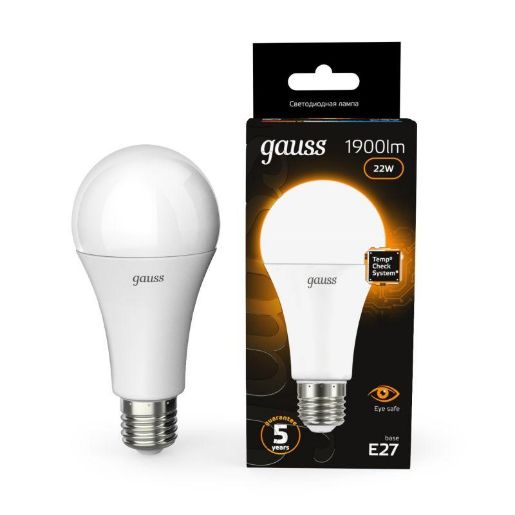 Изображение Лампа светодиодная Black 22Вт A70 грушевидная 3000К тепл. бел. E27 1900лм GAUSS 102502122