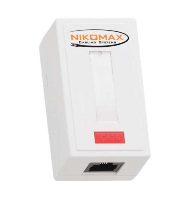 Изображение Розетка 1 порт кат.6 (класс E) 250МГц RJ45/8P8C 110/KRONE T568A/B на печатной плате неэкран. бел. NIKOMAX NMC-WO1UE2-WT