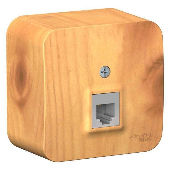 Изображение Розетка телефонная 1-м ОП Blanca RJ11 с изолир. пластиной ясень SE BLNIA011005