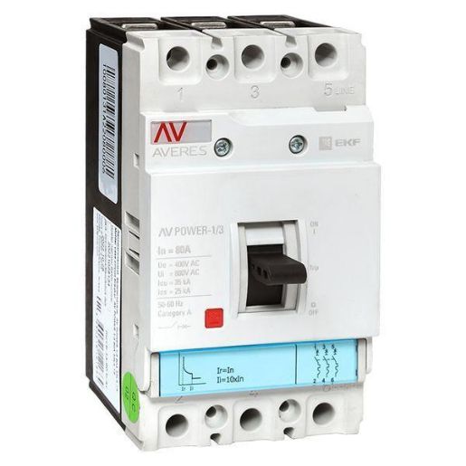 Изображение Выключатель автоматический 3п 80А 35кА AV POWER-1/3 TR AVERES EKF mccb-13-80-TR-av