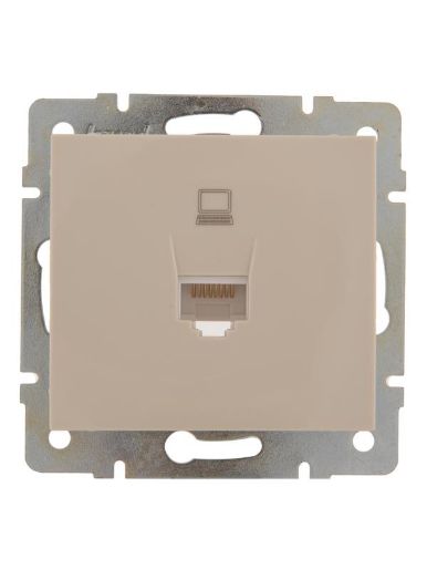 Изображение Розетка компьютерная СП Rain RJ45 16А IP20 механизм крем. LEZARD 703-0388-139