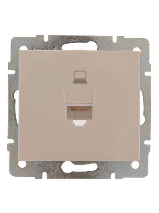 Изображение Розетка компьютерная СП Rain RJ45 16А IP20 механизм крем. LEZARD 703-0388-139