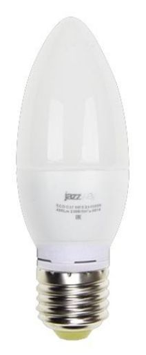 Изображение Лампа светодиодная PLED-ECO 5Вт C37 свеча 3000К тепл. бел. E27 400лм 230В JazzWay 2855312A