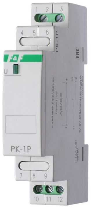 Изображение Реле промежуточное PK-1P/Un (монтаж на DIN-рейке 35мм 24В AC/DC 16А 1P IP20) F&F EA06.001.003