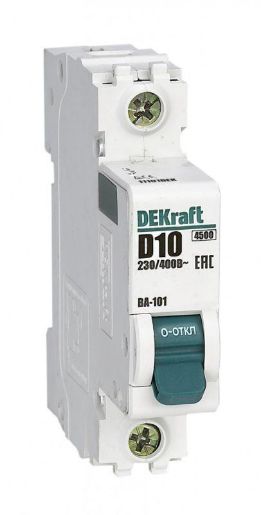 Изображение Выключатель автоматический модульный 1п D 10А 4.5кА ВА-101 DEKraft 11101DEK