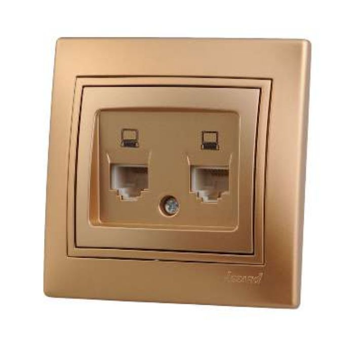 Изображение Розетка компьютерная 2-м СП Mira RJ45 зол. метал. LEZARD 701-1313-141