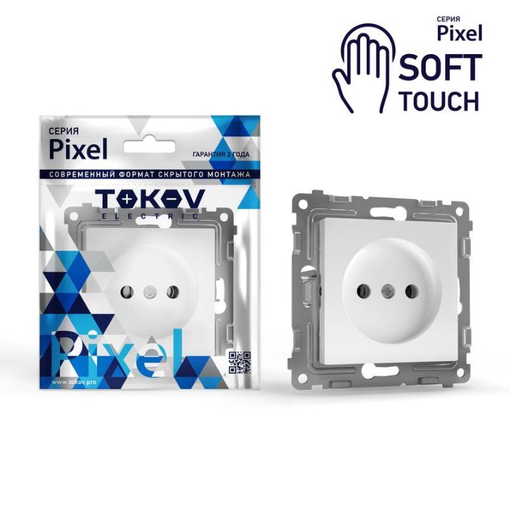 Изображение Розетка 1-м СП Pixel 16А IP20 без заземл. механизм айс TOKOV ELECTRIC TKE-PX-R1-C34