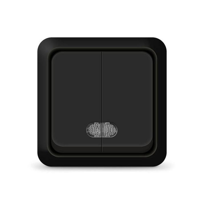 Изображение Выключатель 2-кл. ОП Олимп 10А IP20 с подсветкой черн. Universal 2214