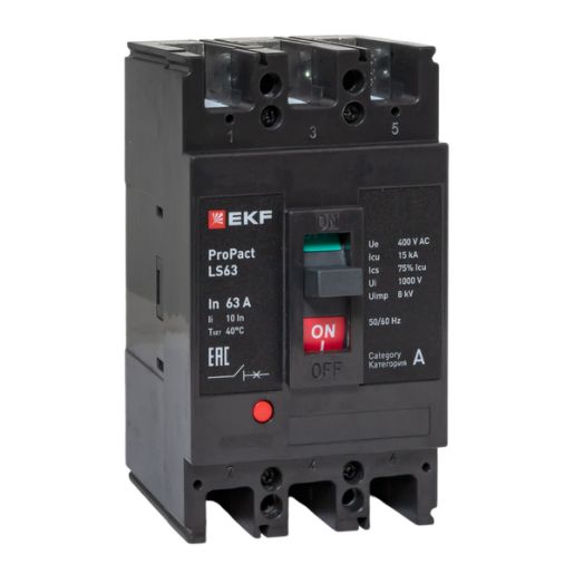 Изображение Выключатель автоматический 3п 63А 15кА LS63 ProPact EKF mccb-63-15-3-63-ls