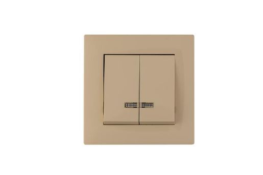 Изображение Выключатель 2-клав. с подсветкой Karea RIZZ крем Makel 88010023