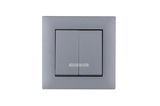 Изображение Выключатель 2-клав. с подсветкой Karea RIZZ STAR сер. Makel 88065023