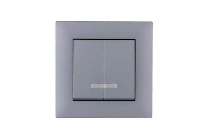 Изображение Выключатель 2-клав. с подсветкой Karea RIZZ STAR сер. Makel 88065023