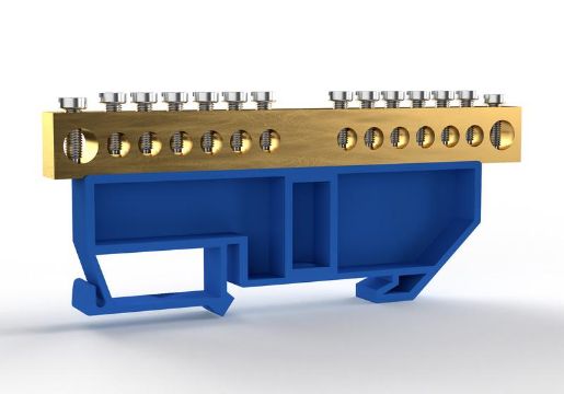 Изображение Шина нулевая на DIN-изоляторе 8х12мм 14 отвер. латунь TOKOV ELECTRIC TKE-BCB-812-14-DIN/N