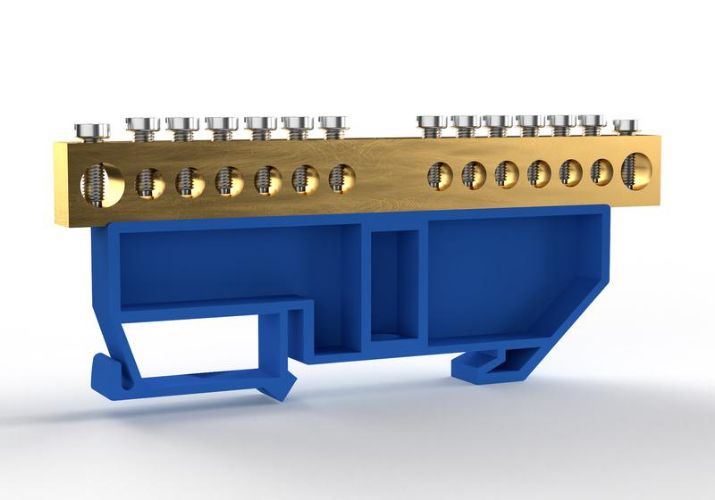 Изображение Шина нулевая на DIN-изоляторе 8х12мм 14 отвер. латунь TOKOV ELECTRIC TKE-BCB-812-14-DIN/N