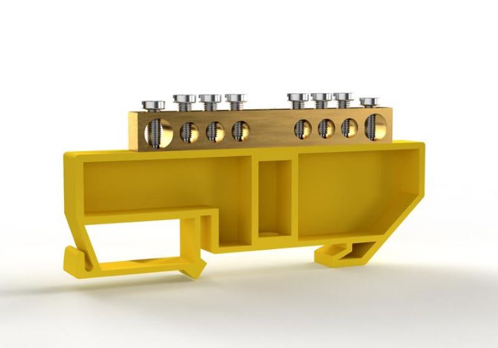 Изображение Шина PE "земля" на DIN-изоляторе 6х9мм 8 отвер. латунь TOKOV ELECTRIC TKE-BCB-69-8-DIN/PE