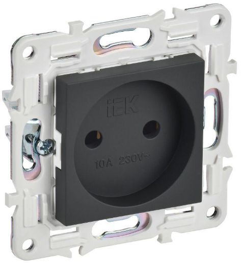Изображение Розетка SKANDY 10А без заземл. без защ. шторок SK-R02G графит IEK SK-R10-10-K53