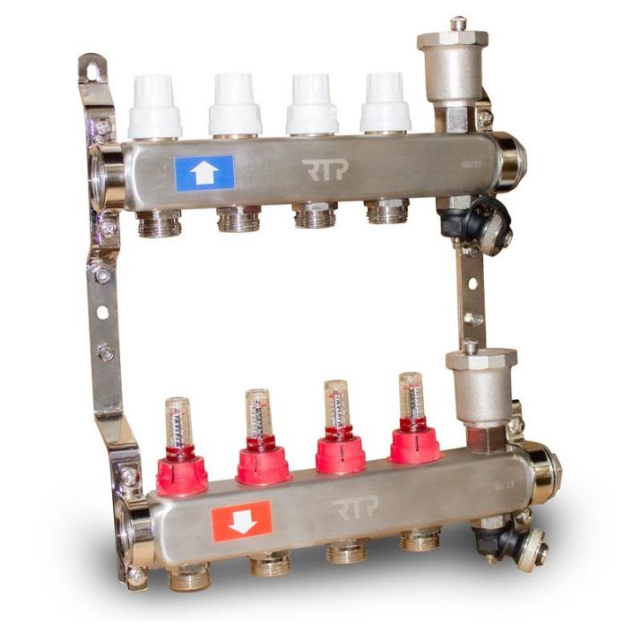 Изображение Группа коллекторная с расходомерами (евроконус 3/4дюйм) нерж. сталь SUS 304 1дюйм х4 выхода RTP 42496