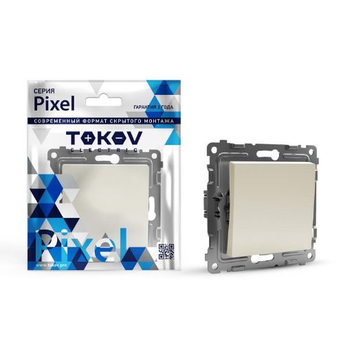 Изображение Переключатель проходной 1-кл. СП Pixel 10А IP20 механизм беж. TOKOV ELECTRIC TKE-PX-P1-C02